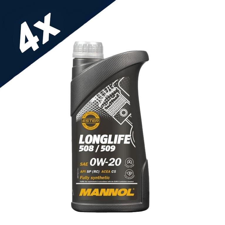 4x1L Mannol Longlife 508/509 0W-20 Fully Synthetic Engine Oil C5